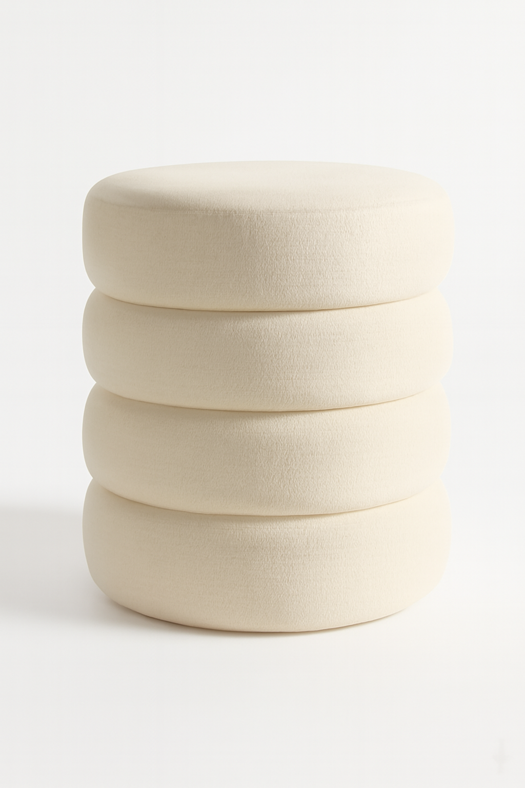 Tabouret Macaron Velours Blanc | Pieds Or pour Coiffeuse