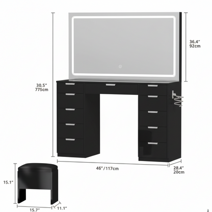 Coiffeuse STUDIO LED | 117cm & Miroir Tactile Contemporain