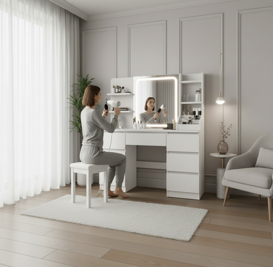 Coiffeuse STUDIO LED | 117cm & Miroir Tactile Contemporain